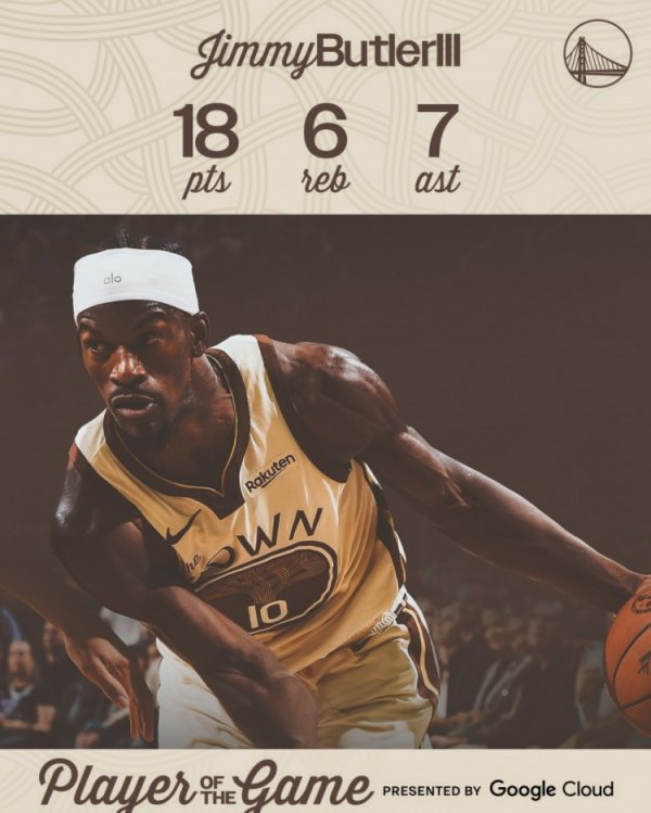 The energy is all over the stadium! Butler, who scored 18+6+7, was named the Warriors  best player in the game.